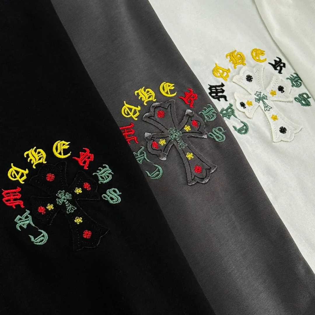 P180 Chrome Hearts 25 high version fabrics made of 300g high-density cotton, no deformation, no shrinkage, complete with three labels, same style for men and women, process: patch embroidery, color: white, black, gray SIZE: S-XL